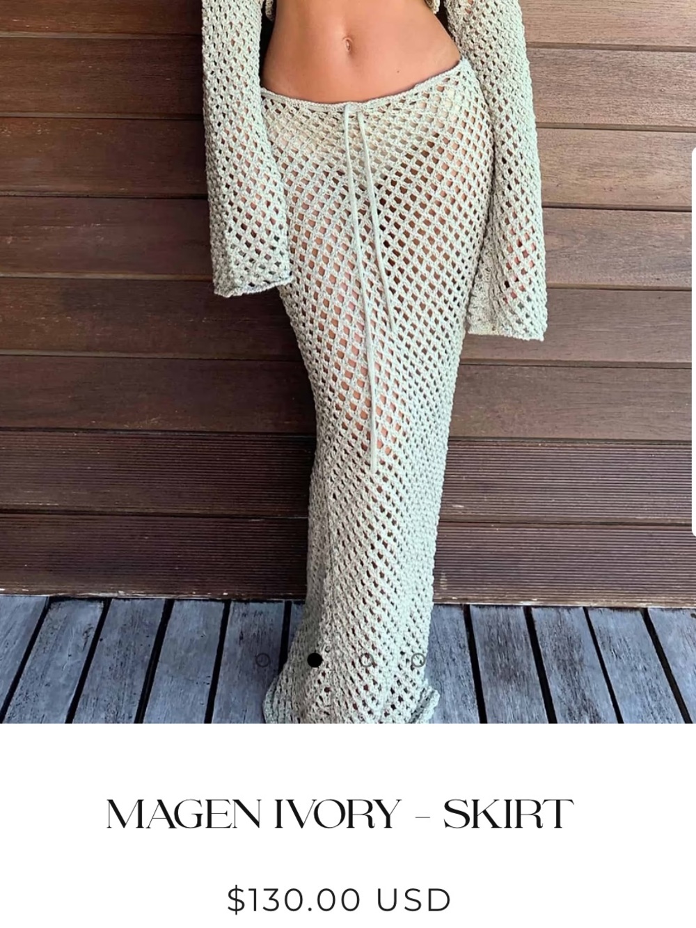 Bananhot Magen Crochet Drawstring Maxi Skirt in Ivory NWT